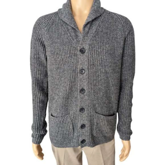 JF J. Ferrar Gray Merino Wool Blend Button-Down Cardigan M - Picture 3 of 8